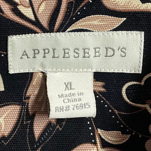 Appleseed's Floral and Leaf Pattern, Black/Tan Collared Jacket - Picture 5 of 5